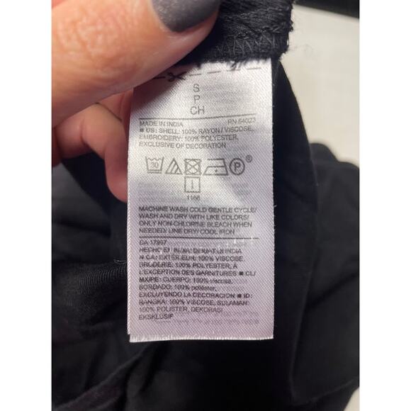 Old Navy Dark Floral Embroidered Midi Dress Sz S Baloon Sleeve Fairy Whimsical - Picture 12 of 15